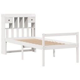 vidaXL Bed met boekenkast zonder matras grenenhout wit 90x190 cm