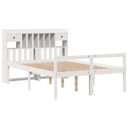 vidaXL Bed met boekenkast zonder matras grenenhout wit 160x200 cm