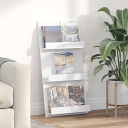 vidaXL Tijdschrift Rek met plank Wit 51 x 11 x 102 cm Bewerkt hout