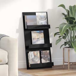 vidaXL Tijdschrift Rek Zwart Eiken 51 x 11 x 102 cm Bewerkt hout