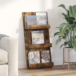 vidaXL Tijdschrift Rek Gerookt eiken 51 x 11 x 102 cm Bewerkt hout