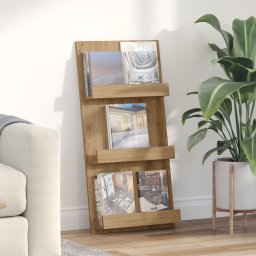 vidaXL Tijdschrift Rek Artisan Eiken 51 x 11 x 102 cm Bewerkt hout