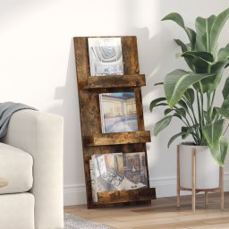 vidaXL Tijdschrift Rek Gerookt eiken 43 x 11 x 102 cm Bewerkt hout