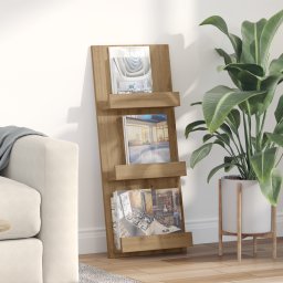 vidaXL Tijdschrift Rek Artisan Eiken 43 x 11 x 102 cm Bewerkt hout