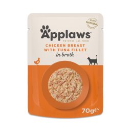 Applaws Maaltijdzakjes in Bouillon 12 x 70 g - Kipfilet met tonijnfilet