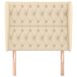 vidaXL Hoofdbord met randen 93x23x118/128 cm stof crèmekleurig