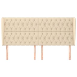 vidaXL Hoofdbord met randen 183x23x118/128 cm stof crèmekleurig