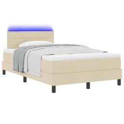 vidaXL Boxspring bed met matras met LED Crème 120 x 200 cm Stof