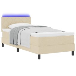 vidaXL Boxspring bed met kussen met hoofdeinde Crème 100 x 200 cm Stof