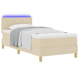 vidaXL LED Box Spring Bed met kussen Crème 100 x 200 cm Stof