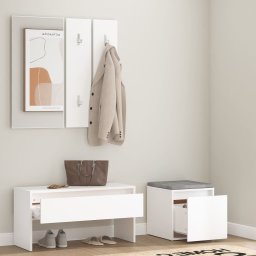 vidaXL Garderobe set bewerkt hout wit