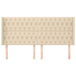 vidaXL Hoofdbord met randen 183x16x118/128 cm stof crèmekleurig