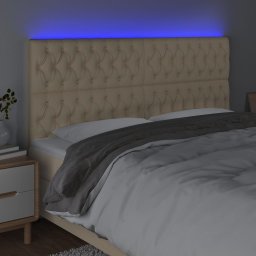 vidaXL Hoofdbord LED 180x7x118/128 cm stof crèmekleurig
