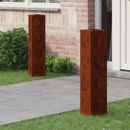 vidaXL Solar LED Pad Licht 2 st Warmwit 18 x 18 x 80 cm weervast staal