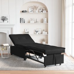 vidaXL Uittrekbare Slaapbank Zwart 194 x 67 x 82 cm Microvezel