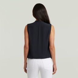 Stand-Up Collar Sleeveless Top - Zwart - Dames