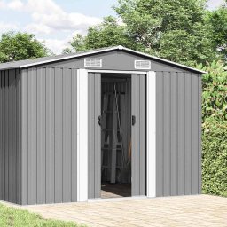 vidaXL Tuinschuur 257x779x181 cm gegalvaniseerd staal grijs