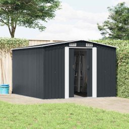 vidaXL Tuinschuur 257x298x178 cm metaal antracietkleurig