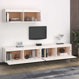 vidaXL 3-delig tv-meubelset massief grenenhout wit