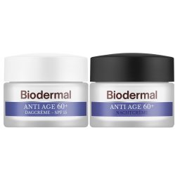 Combiset Biodermal Anti Age 60+ Gezichtsverzorgingsroutine - Dag- en Nachtcrème - 2 stuks