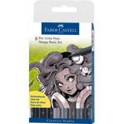 Faber Castell FC-167107 Tekenstift Faber-Castell Pitt Artist Pen Manga 8-delig Etui Basic