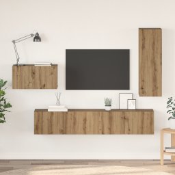 vidaXL Tv-meubelset 4 st Artisan Eiken Bewerkt hout