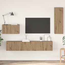 vidaXL Wand TV Kast 4 st Artisan Eiken Bewerkt hout