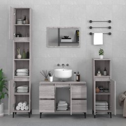 vidaXL Wastafelkast 80x33x60 cm bewerkt hout grijs sonoma eikenkleurig