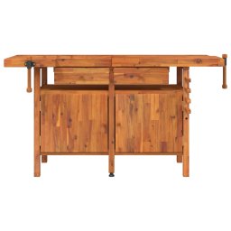 vidaXL Werkbank met lades en bankschroeven 162x62x83 cm acaciahout