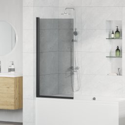 vidaXL Bad Douchescreen Zwart 68 x 130 cm Gehard glas