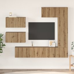 vidaXL Tv-meubelset 6 st Artisan Eiken Bewerkt hout