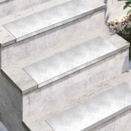 vidaXL Trapmatten 10 st 60 x 18 x 2,5 cm Zilver Aluminium Rechthoekig