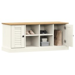 vidaXL Schoenenbank VIGO 106x35x40 cm massief grenenhout wit