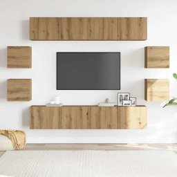 vidaXL 8-delig Tv-meubelset wandmontage bewerkt hout artisanaal eiken