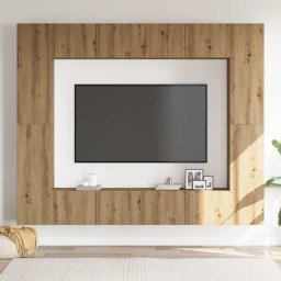 vidaXL 8-delig Tv-meubelset wandmontage bewerkt hout artisanaal eiken