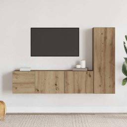 vidaXL Tv-wandkasten 3 st bewerkt hout artisanaal eikenkleurig