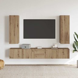 vidaXL Tv-wandkasten 5 st bewerkt hout artisanaal eikenkleurig