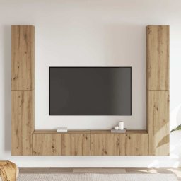 vidaXL Tv-wandkasten 6 st bewerkt hout artisanaal eikenkleurig