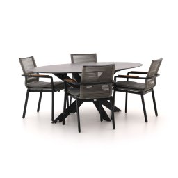 + 15% kassakorting | Bellagio Marudo/Furato ellips 200cm dining tuinset 5-delig stapelbaar - Laagste prijsgarantie!