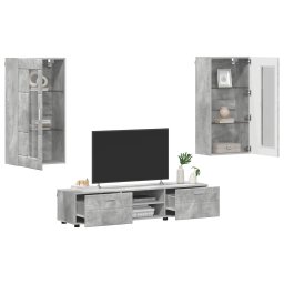 vidaXL Tv-meubelset FLORIN 3 st Beton Grijs Bewerkt hout