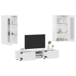 vidaXL Tv-meubelset FLORIN 3 st Hoogglans wit Bewerkt hout