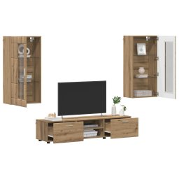vidaXL Tv-meubelset FLORIN 3 st Artisan Eiken Bewerkt hout