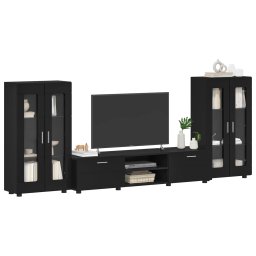 vidaXL Tv-meubelset FLORIN 3 st Zwart Bewerkt hout