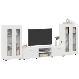 vidaXL Tv-meubelset FLORIN 3 st Hoogglans wit Bewerkt hout