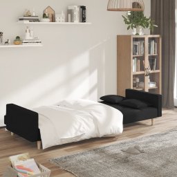 vidaXL Slaapbank 2-zits met 2 kussens stof zwart