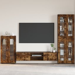 vidaXL Dressoir FLORIN 55,5 x 29 x 100 cm Gerookt eiken Bewerkt hout