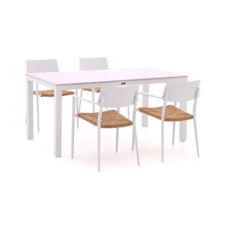+ 15% kassakorting | Bellagio Cino/Menzano 160cm dining tuinset 5-delig stapelbaar - Laagste prijsgarantie!