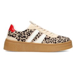 POSH by Poelman - maat 42-LILLY Dames Sneakers - Bruin Met Dierenprint