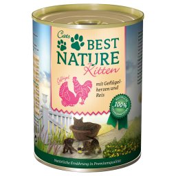 6x 400g Best Nature Kitten Gevogeltehartjes & Rijst natvoer voor katten
