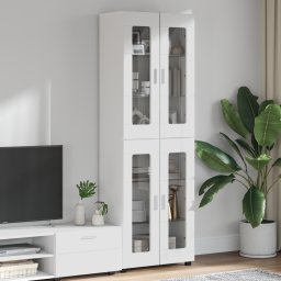 vidaXL Hoge kast FLORIN 60 x 35 x 182 cm Hoogglans wit Bewerkt hout